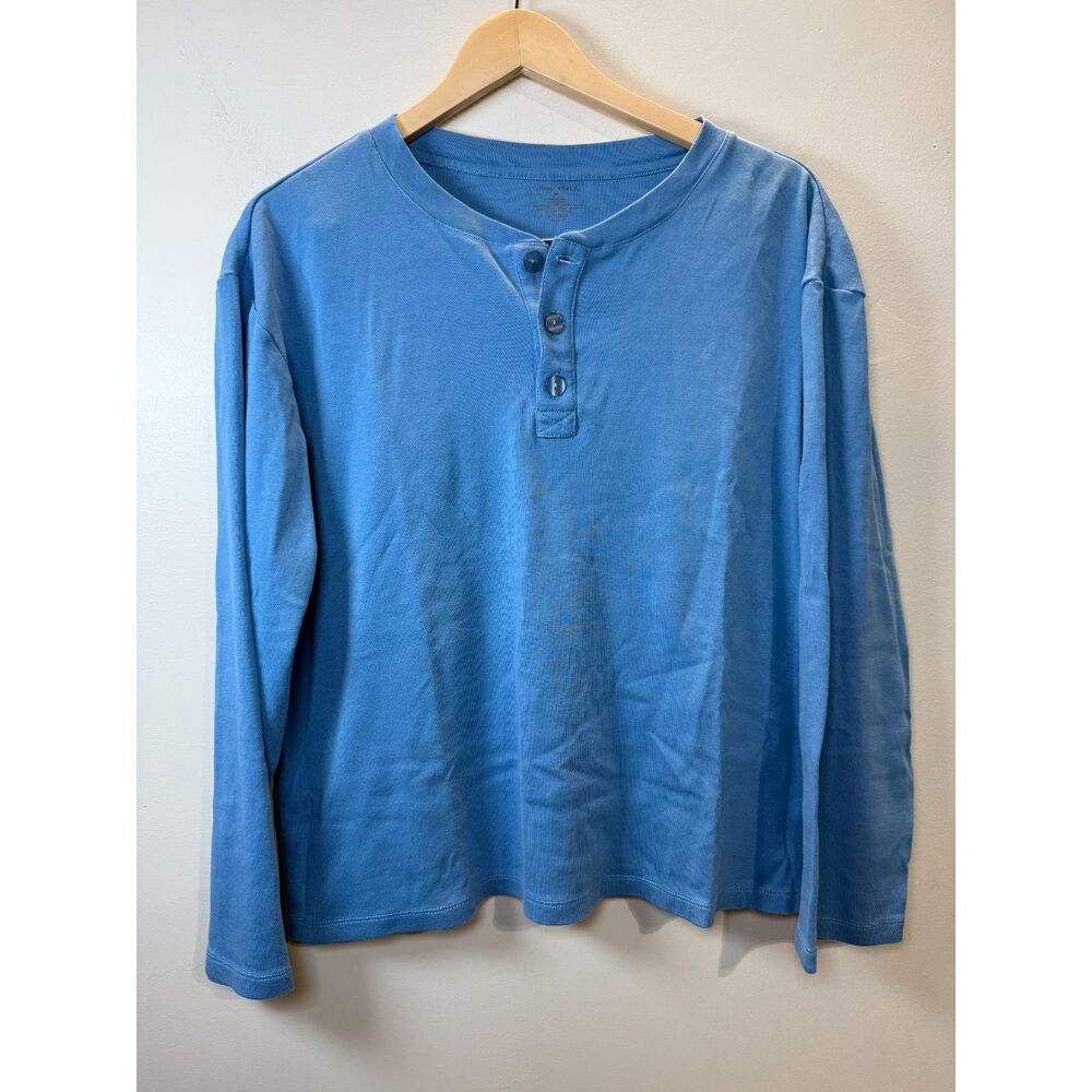 Summersalt Women's Size Medium Blue Henley Top Long Sleeve